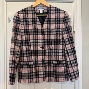 Vintage Pendleton Blazer Women’s Sz 6 Blue Pink Plaid Preppy Academia Classic
